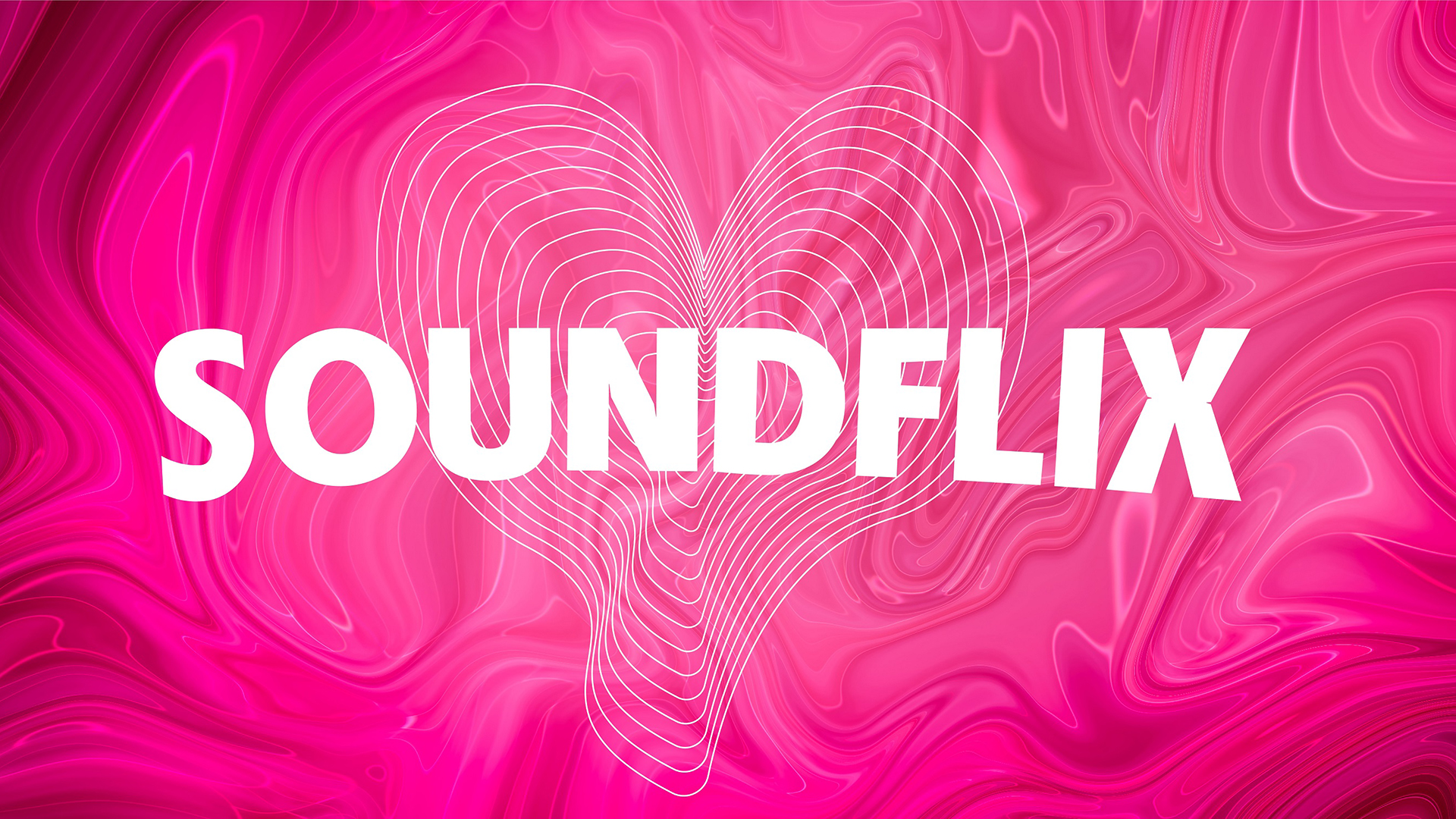 Aufschrift Soundflix mit einem pinken Hintergrund.